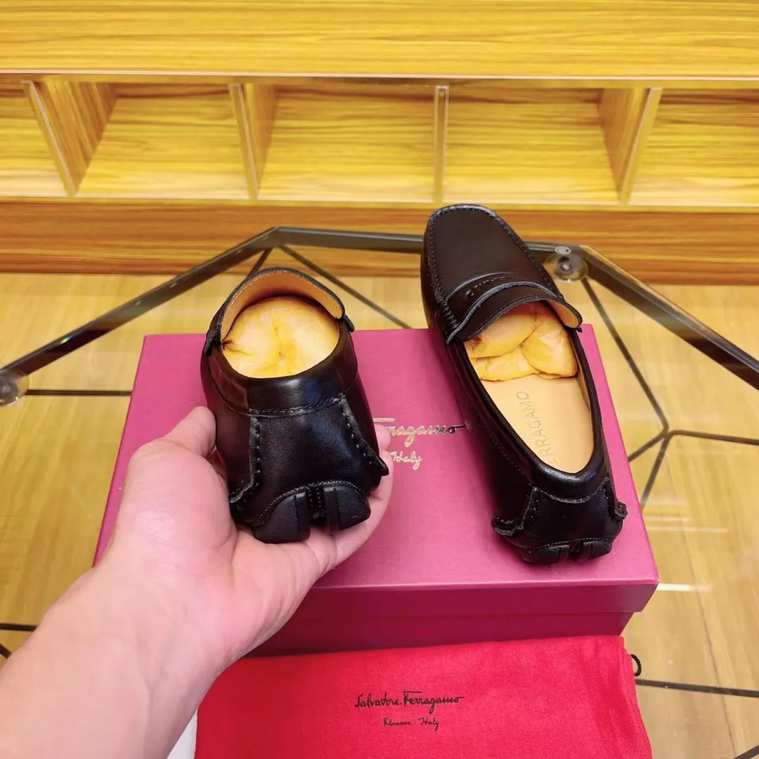 Men's shoes 💰560Ferragamo high-end quality 🔥 black cowhide ➕ cowhide lining size 38-45